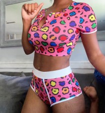 Sexy Printed Short Sleeve Two Piece Sets FSL-B105