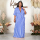 Plus Size Mid-Sleeve Loose Striped Shirt Long Dress HNIF-041