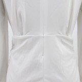 Solid Deep V Neck Drawstring Ruched Bodycon Dress HNIF-076