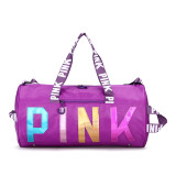 PINK Letter Laser Sequin Fitness Gym Travel Bags GBRF-92Laser