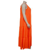 Plus Size Solid Sleeveless Big Swing Maxi Dress NNWF-7463