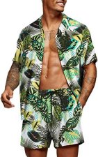 Short Loose Hawaiian Print Casual Shirt Set FLZH-ZT165-ZK81