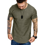 Men's Casual Fashion Solid Color Short Sleeve T-Shirt FLZH-ZT139