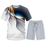 Print Men Short Sleeve Two Piece Shorts Set FLZH-ZT132-ZK60