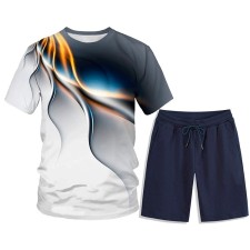 Print Men Short Sleeve Two Piece Shorts Set FLZH-ZT132-ZK60
