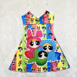 Cartoon Print Sling Mini Nightdress SHD-9816