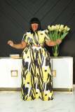 Plus Size Printed Short Sleeve Two Piece Pants Sets NNWF-7488