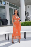 Sexy Knit Hollow Out Tassel Beach Maxi Dress TR-1202