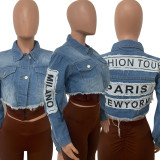 Denim Ripped Cropped Jacket LSD-82064