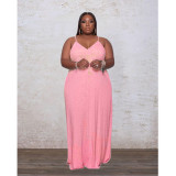 Plus Size Letter Print Spaghetti Strap Maxi Dress GDYF-69482