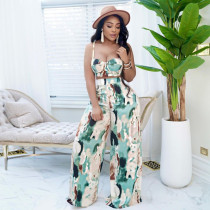 Tie Dye Cami Top Wide Leg Pants 2 Piece Sets JZHF-8113
