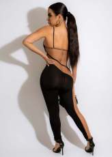 Sexy Mesh Patchwork One Shoulder Jumpsuit MEM-88433