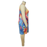 Plus Size Tie Dye Print Sleeveless Irregular Dress NNWF-7453