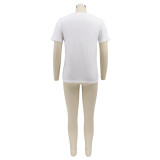 Plus Size Letter Print Short Sleeve O Neck T Shirt SFY-059X