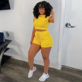 Solid Sports T Shirt And Shorts Two Piece Sets SFY-2168
