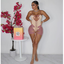 Sexy Sleeveless Bodysuit+Bandage Mini Skirt Sets BN-9328
