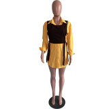 Casual Long Sleeve Shirt Dress+Vest Top 2 Piece Sets OMY-80085