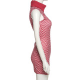 Fashion Number Embroidered Sexy Sleeveless Bodycon Dress XEF-K21D11390