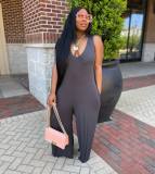 Solid Sleeveless Casual Jumpsuit ZDF-31212