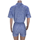 Sexy Patchwork Two Piece Shorts Sets MDF-5315