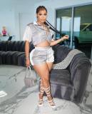 Sexy Patchwork Two Piece Shorts Sets MDF-5315