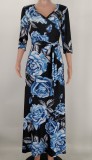 Plus Size Floral Print V Neck High Waist Maxi Dress XMY-9364