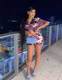 Casual Printed Shirt Shorts Two Piece Sets CM-8618