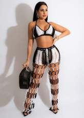 Sexy Crochet Hollow Out Two Piece Pants Sets OSM-4359