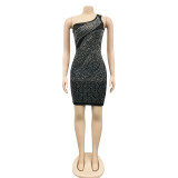 Sexy Hot Drilling One Shoulder Night Club Dress BY-5778