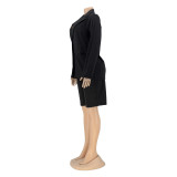 Solid Long Sleeve Blazer Coat+Shorts 2 Piece Sets SFY-MM205