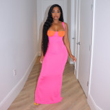 Sexy Split Contrast Long Dress YF-K10135