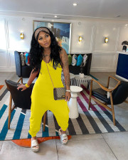 Solid Sleeveless Spaghetti Strap Jumpsuit WAF-77464