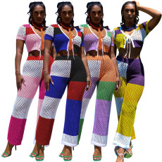 Sexy Hollow Out Breathable Two Piece Pants Sets MEM-88442