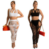 Sexy Sleeveless Top Lace See Through Skirts 2 Piece Sets With Panties YF-K10117