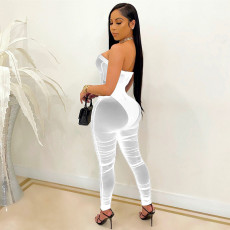 Sexy Tube Top Mesh See Through Jumpsuits YF-9871