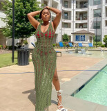 Solid Sleeveless Hollow Out Split Maxi Dress TR-1212