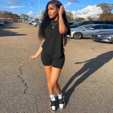 Solid T Shirt And Shorts Two Piece Sets MEM-88446