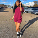 Solid T Shirt And Shorts Two Piece Sets MEM-88446
