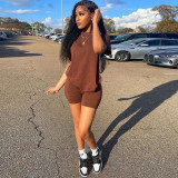 Solid T Shirt And Shorts Two Piece Sets MEM-88446