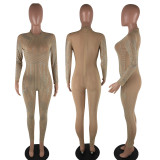 Sexy Hot Drilling Long Sleeve Skinny Jumpsuit ME-Q034