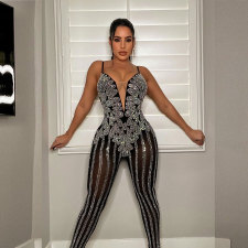 Plus Size Hot Drilling Sling Jumpsuit NY-2501