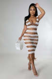 Sexy Crochet Hollow Out Sleeveless Midi Dress OSM-4367
