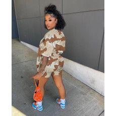 Camo Print Casual Two Piece Shorts Sets YIBF-60176