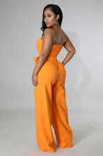 Solid Off Shoulder Strapless Jumpsuit XHXF-8625
