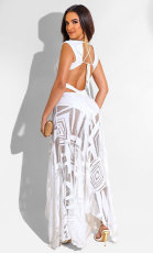 Sexy Backless Sleeveless Night Club Maxi Dress XHXF-262