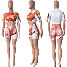 Casual Printed Two Piece Shorts Sets HMS-5552