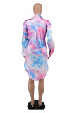 Casual Printed Long Sleeve Two Piece Shorts Sets XHXF-8631