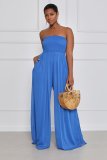 Solid Strapless High Waist Wide Leg Jumpsuit XHXF-8582