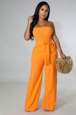 Solid Off Shoulder Strapless Jumpsuit XHXF-8625