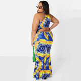 Plus Size Printed Sleeveless Maxi Dress OSIF-22410